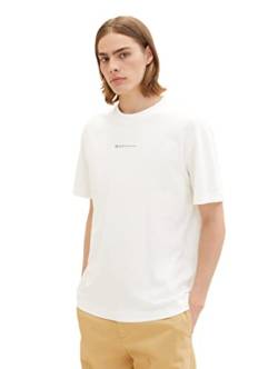 TOM TAILOR Denim Herren 1036465 Relaxed Fit T-Shirt mit Rückenprint, 12906-Wool White, M von TOM TAILOR Denim