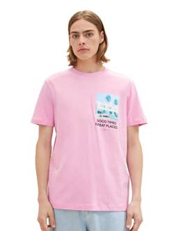 TOM TAILOR Denim Herren 1036480 T-Shirt mit Sommer-Print, 31646-Soft Summer Pink, XL von TOM TAILOR Denim