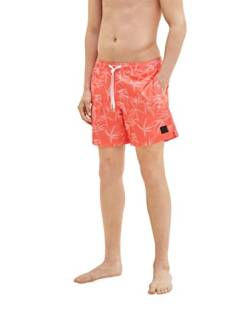 TOM TAILOR Denim Herren 1037123 Badeshorts mit Muster, 32115-Red Dotted Leaves Print, M von TOM TAILOR Denim