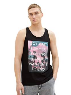 TOM TAILOR Denim Herren 1037204 Tanktop mit Sommer-Print, 29999-Black, M von TOM TAILOR Denim