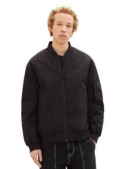 TOM TAILOR Denim Herren 1037382 College Bomberjacke mit wasserabweisender Funktion, 29999-Black, L von TOM TAILOR Denim