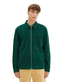 TOM TAILOR Denim Herren 1037469 Overshirt Hemd aus Cord mit Reißverschluss, 10778-Hunter Green, M von TOM TAILOR Denim