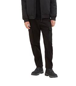 TOM TAILOR Denim Herren 1037542 Loose Tapered Fit Cargo Hose aus Baumwolle, 29999-Black, S von TOM TAILOR Denim