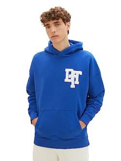 TOM TAILOR Denim Herren 1037603 Oversize College Hoodie mit Logo-Applikation, 14531-shiny royal Blue, M von TOM TAILOR Denim