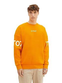 TOM TAILOR Denim Herren 1037613 Oversized Sweater mit Logo-Print, 12392-fresh Pepper orange, L von TOM TAILOR Denim