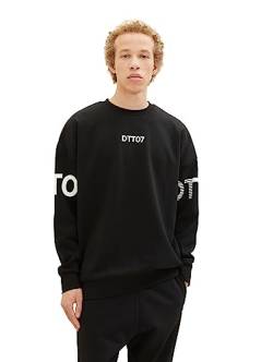 TOM TAILOR Denim Herren 1037613 Oversized Sweater mit Logo-Print, 29999-Black, L von TOM TAILOR Denim