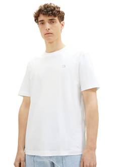 TOM TAILOR Denim Herren 1037655 Slim Fit T-Shirt in Unifarben aus Baumwolle, 20000-White, L von TOM TAILOR Denim