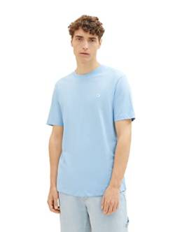 TOM TAILOR Denim Herren 1037655 Slim Fit T-Shirt in Unifarben aus Baumwolle, 32245-washed Out Middle Blue, XXL von TOM TAILOR Denim
