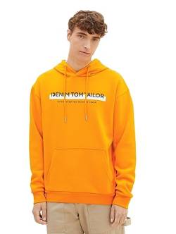 TOM TAILOR Denim Herren 1038755 Hoodie Sweatshirt mit Logo-Print, 12392-fresh Pepper orange, M von TOM TAILOR Denim