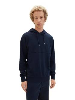 TOM TAILOR Denim Herren 1039428 Strukturierter Hoodie mit Logo-Stickerei, 10668-sky Captain Blue, L von TOM TAILOR Denim