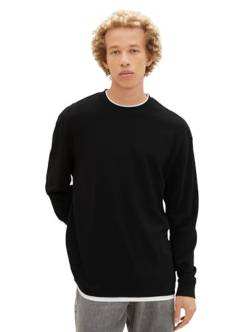 TOM TAILOR Denim Herren 2-in-1 Longsleeve, Black, M von TOM TAILOR Denim