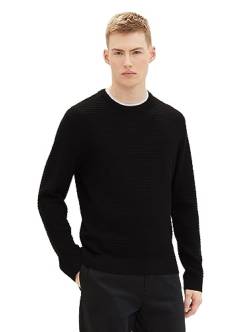 TOM TAILOR Denim Herren 2-in-1 Pullover aus Baumwolle mit unterlegtem Kragen, Black, XXL von TOM TAILOR Denim