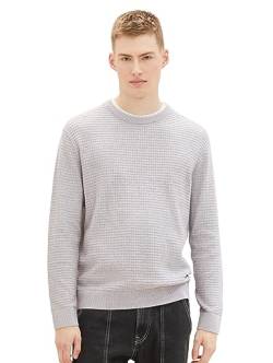 TOM TAILOR Denim Herren 2-in-1 Pullover aus Baumwolle mit unterlegtem Kragen, Light Stone Grey Melange, XL von TOM TAILOR Denim