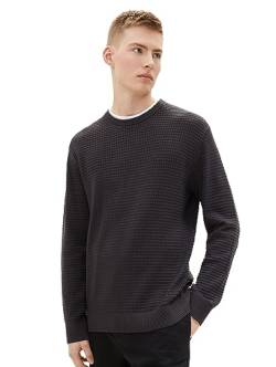 TOM TAILOR Denim Herren 2-in-1 Pullover aus Baumwolle mit unterlegtem Kragen, coal grey, M von TOM TAILOR Denim