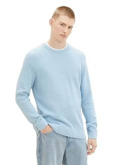 TOM TAILOR Denim Herren 2-in-1 Pullover aus Baumwolle mit unterlegtem Kragen, washed out middle blue, S von TOM TAILOR Denim