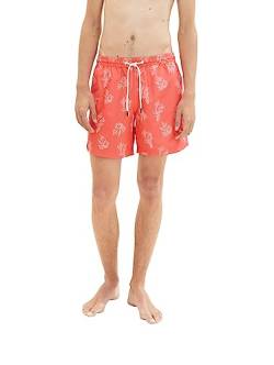 TOM TAILOR Denim Herren Badeshorts mit Muster 1035053, 31429 - red white big coral print, M von TOM TAILOR Denim