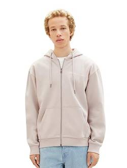 TOM TAILOR Denim Herren Basic Kapuzenjacke mit Logo-Print, light dove grey, XXL von TOM TAILOR Denim