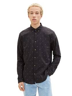 TOM TAILOR Denim Herren Hemd 1034918, 31386 - Black Smiley Print, M von TOM TAILOR Denim