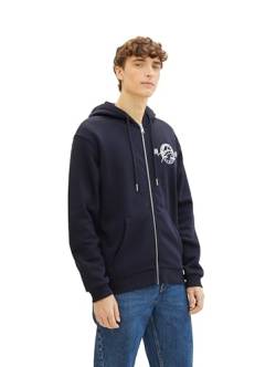 TOM TAILOR Denim Herren Hoodie Sweatjacke mit Print, sky captain blue, L von TOM TAILOR Denim