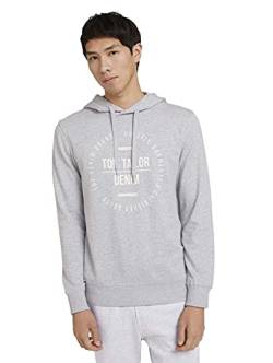 TOM TAILOR Denim Herren Hoodie mit Print 1027616, 15398 - Light Stone Grey Melange, XL von TOM TAILOR Denim