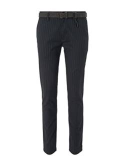 TOM TAILOR Denim Herren Hosen & Chino Strukturierte Chinohose mit Gürtel Navy Dobby Yarn dye,32/32,23976,6000 von TOM TAILOR Denim