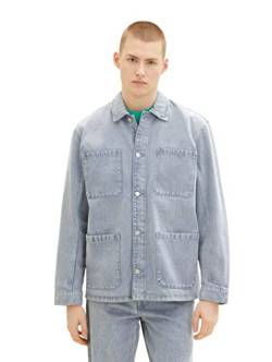 TOM TAILOR Denim Herren Jeansjacke im Overshirt-Look 1035514, 10117 - Used Bleached Blue Denim, L von TOM TAILOR Denim