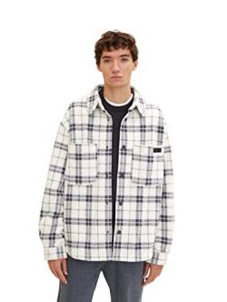 TOM TAILOR Denim Herren Overshirt Jacke mit Karo-Muster 1033992, 30827 - Soft Light Beige Big Check, L von TOM TAILOR Denim