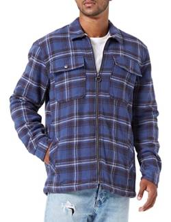 TOM TAILOR Denim Herren Overshirt Jacke mit Karomuster 1032386, 30256 - Blue Coal Grey Big Check, XXL von TOM TAILOR Denim