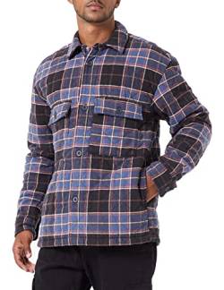 TOM TAILOR Denim Herren Overshirt Steppjacke 1033213, 30435 - Blue Coal Grey Check, XL von TOM TAILOR Denim