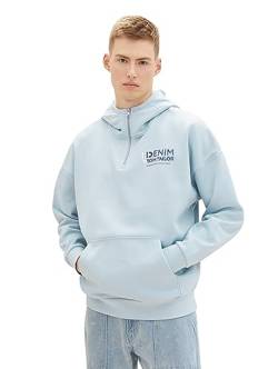 TOM TAILOR Denim Herren Oversize Hoodie Sweatshirt mit Reißverschluss am Kragen, dusty mint blue, L von TOM TAILOR Denim