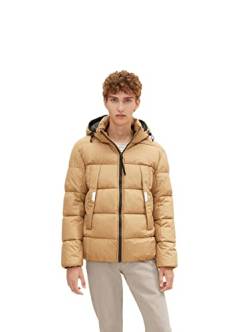 TOM TAILOR Denim Herren Puffer Jacke mit abnehmbarer Kapuze 1032429, 12912 - Splashed Clay Beige, M von TOM TAILOR Denim