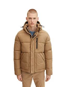 TOM TAILOR Denim Herren Puffer Jacke mit abnehmbarer Kapuze 1032434, 12912 - Splashed Clay Beige, XXL von TOM TAILOR Denim