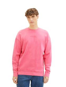 TOM TAILOR Denim Herren Relaxed Fit Crewneck Sweatshirt, flashy flame pink, XXL von TOM TAILOR Denim