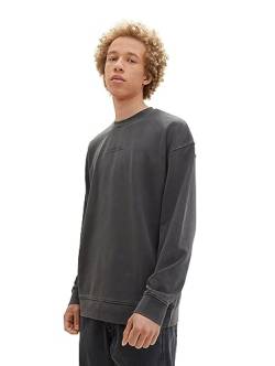 TOM TAILOR Denim Herren Relaxed Fit Crewneck Sweatshirt, washed black, XXL von TOM TAILOR Denim