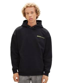 TOM TAILOR Denim Herren Relaxed Fit Hoodie Sweatshirt mit Rücken-Print, Black, XXL von TOM TAILOR Denim