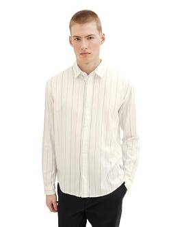 TOM TAILOR Denim Herren Relaxed Fit Oxford Hemd mit Streifen, off white base big stripe, L von TOM TAILOR Denim