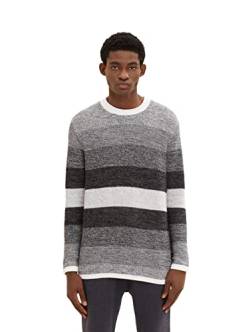 TOM TAILOR Denim Herren Strickpullover mit Streifen 1033773, 30904 - Grey Black Color Flow, L von TOM TAILOR Denim