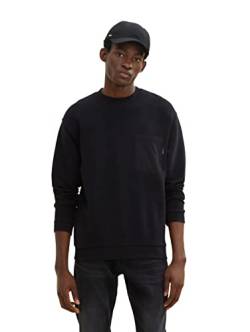 TOM TAILOR Denim Herren Sweatshirt mit Brusttasche 1034148, 29999 - Black, L von TOM TAILOR Denim