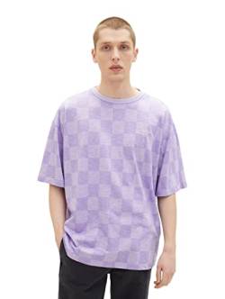 TOM TAILOR Denim Herren T-Shirt 1035603, 31393 - Lilac Vibe Check Print, L von TOM TAILOR Denim