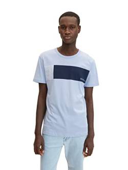 TOM TAILOR Denim Herren T-Shirt mit Blockstreifen 1033037, 11486 - Brunnera Blue, M von TOM TAILOR Denim