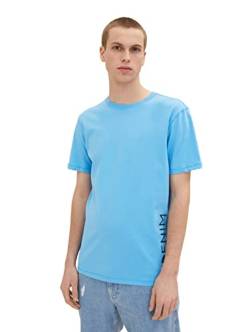 TOM TAILOR Denim Herren T-Shirt mit Logo-Print 1036963, 18395 - rainy sky blue, M von TOM TAILOR Denim