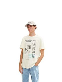 TOM TAILOR Denim Herren T-Shirt mit Print 1033996, 15221 - Offwhite, M von TOM TAILOR Denim