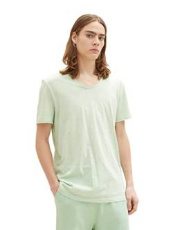 TOM TAILOR Denim Herren T-Shirt mit V-Ausschnitt 1035849, 31353 - green white fine yd stripe, M von TOM TAILOR Denim