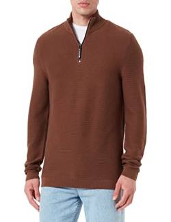 TOM TAILOR Denim Herren Troyer Strickpullover 1033629, 15037 - Light Wood Brown, XL von TOM TAILOR Denim