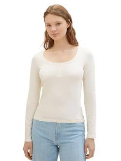 Tom Tailor Denim Damen Basic Henley Langarmshirt, 10348 - Gardenia White, M von TOM TAILOR Denim