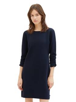 Tom Tailor Denim Damen Basic Kleid mit Raffarm, 10668 - Sky Captain Blue, XXL von TOM TAILOR Denim