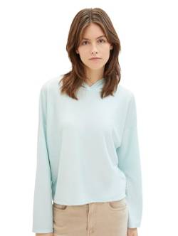 Tom Tailor Denim Damen Basic Langarmshirt mit Kapuze, 34743 - Small Mint White Stripe, L von TOM TAILOR Denim