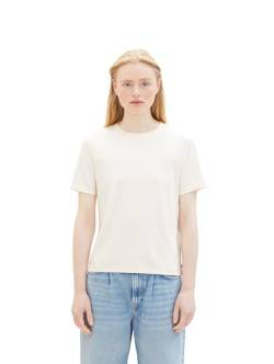 Tom Tailor Denim Damen Basic T-Shirt, 10348 - Gardenia White, S von TOM TAILOR Denim