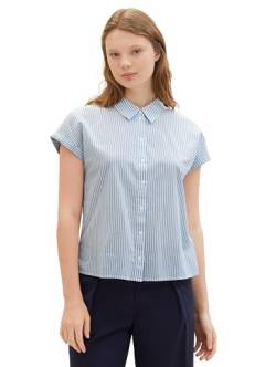 Tom Tailor Denim Damen Bluse mit Streifen, 34878 - Blue White Strripe, XXL von TOM TAILOR Denim