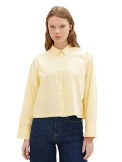 Tom Tailor Denim Damen Boxy Fit Basic Hemdbluse mit Brusttasche, 34585 - Light Yellow, L von TOM TAILOR Denim